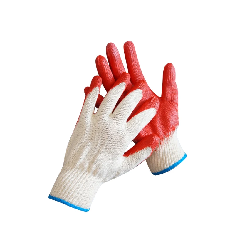High Quality red  Latex Wrinkled Gloves Cotton Gloves red  Palm Coated Knit Working Gloves for Korea market
