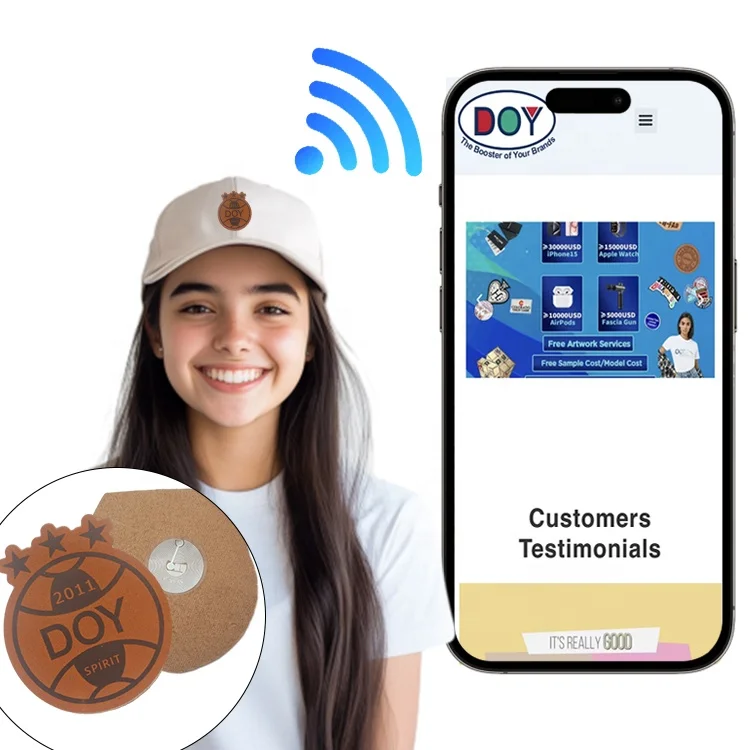 RFID NFC бирки заводская цена на заказ ваш собственный логотип 13 56 MHZ NTAG213 чип кожаные нашивки с наклейка