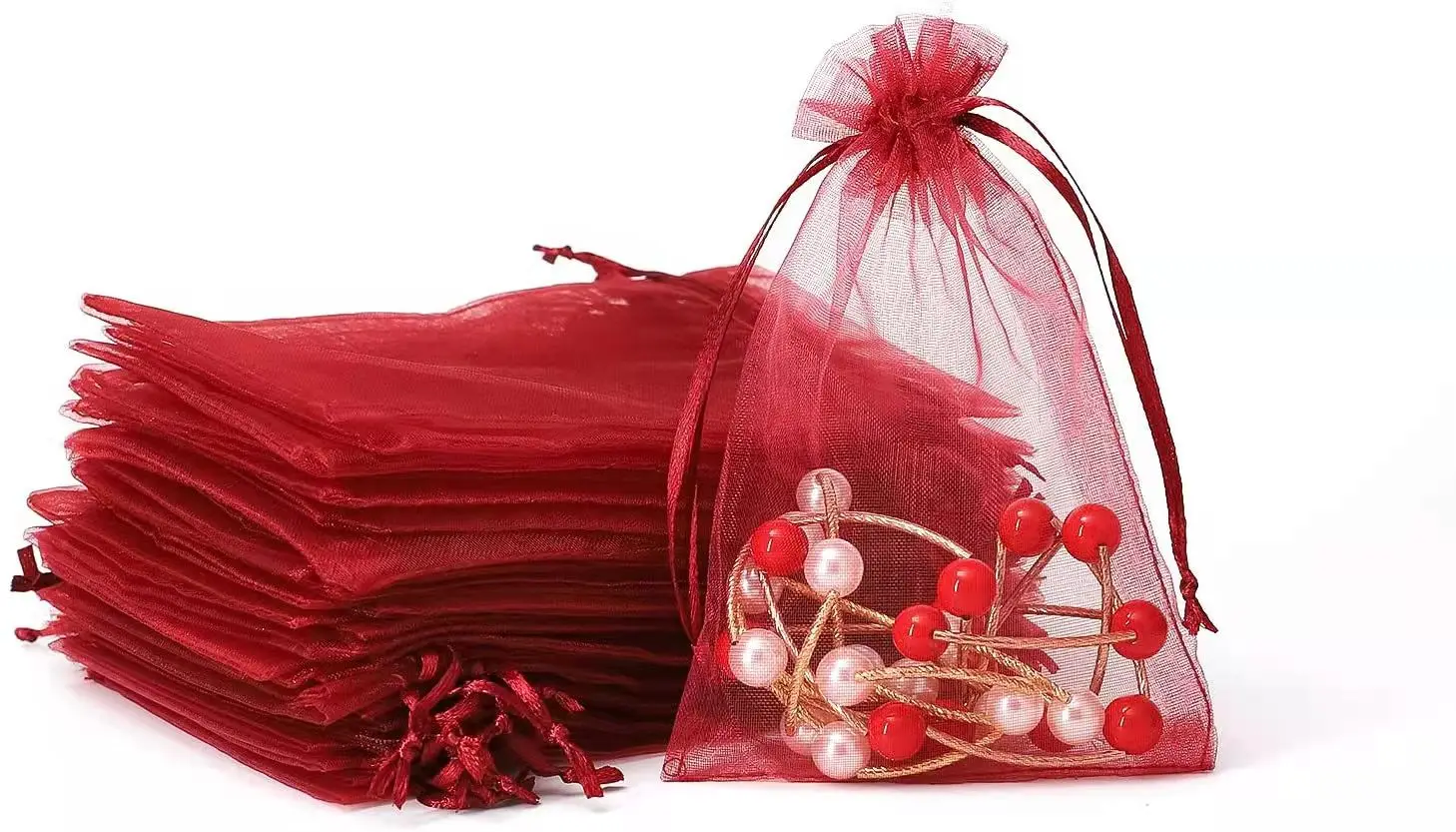 Spot wholesale customization 20*30cm random color drawcord Organza jewelry bag