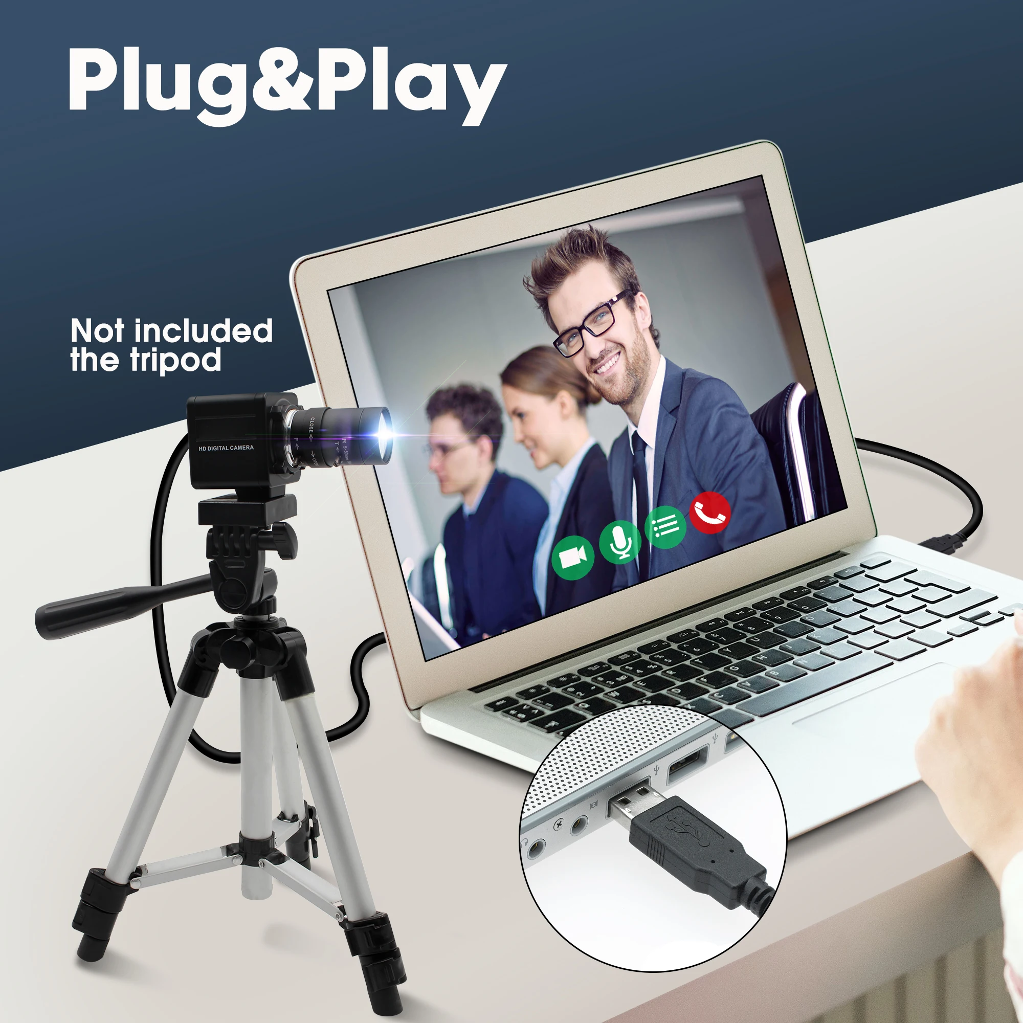 ELP High Definition 2880P 5-50mm Varifocal Zoom HD Laptop Webcam Video Conference 13MP USB Camera  CMOS IMX214 With Microphone