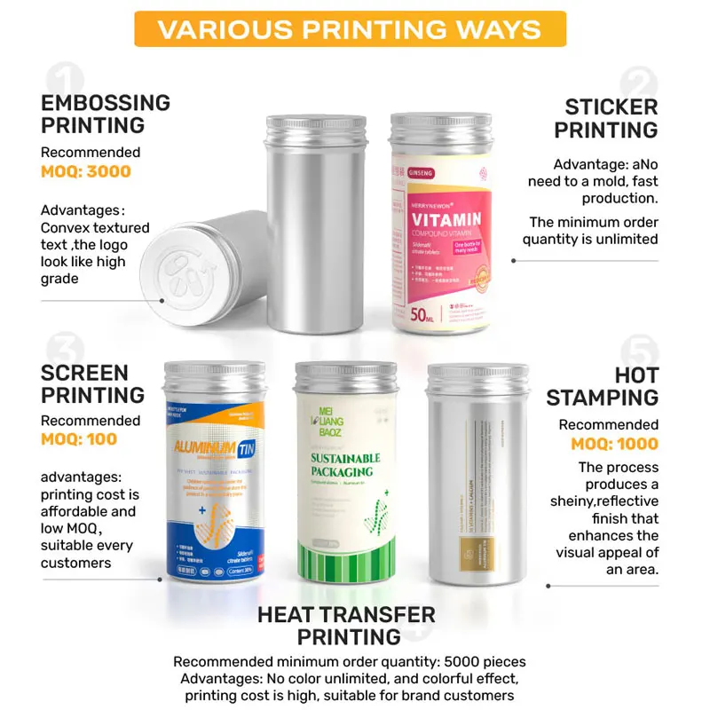 60ml 80ml 100ml 110ml white metal packing tin jar for pepper powder aluminum container can with sieves for food