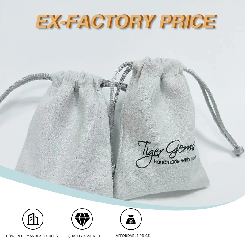 fashionable luxurious drawstring Soft Suede Velvet Pouch Jewelry Bags With Logo custom