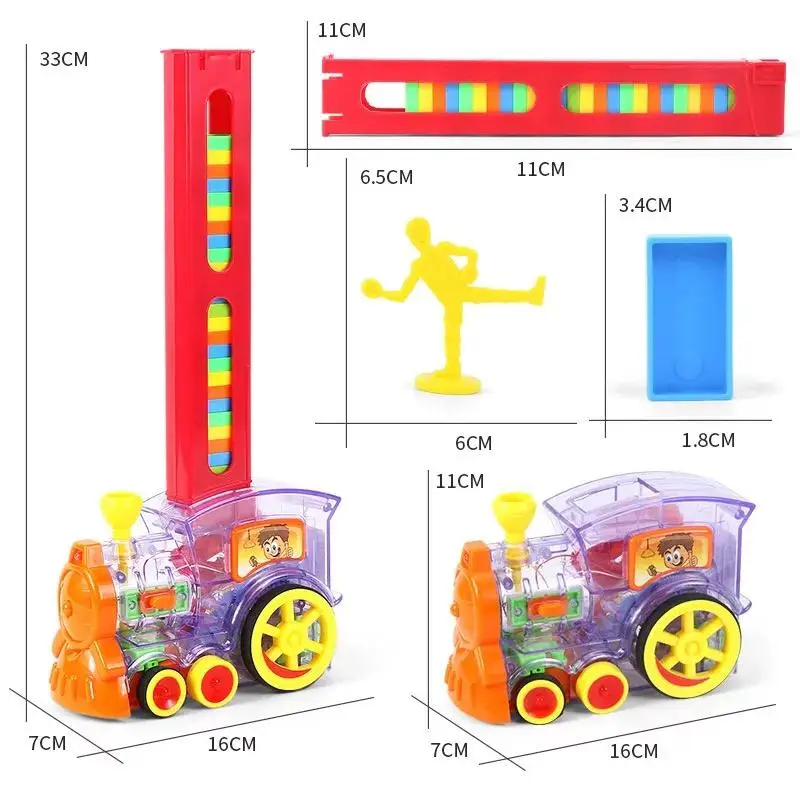 Factory Wholesale New High Quality Kids Game Toys 60 Blocks Set Automatic Domino Train