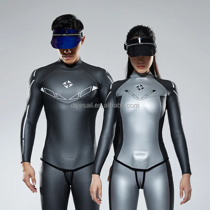 DIVE&SAIL women man 2-3.5mm optional yamamoto neoprene long sleeve super stretchy two piece smooth skin freediving wetsuit