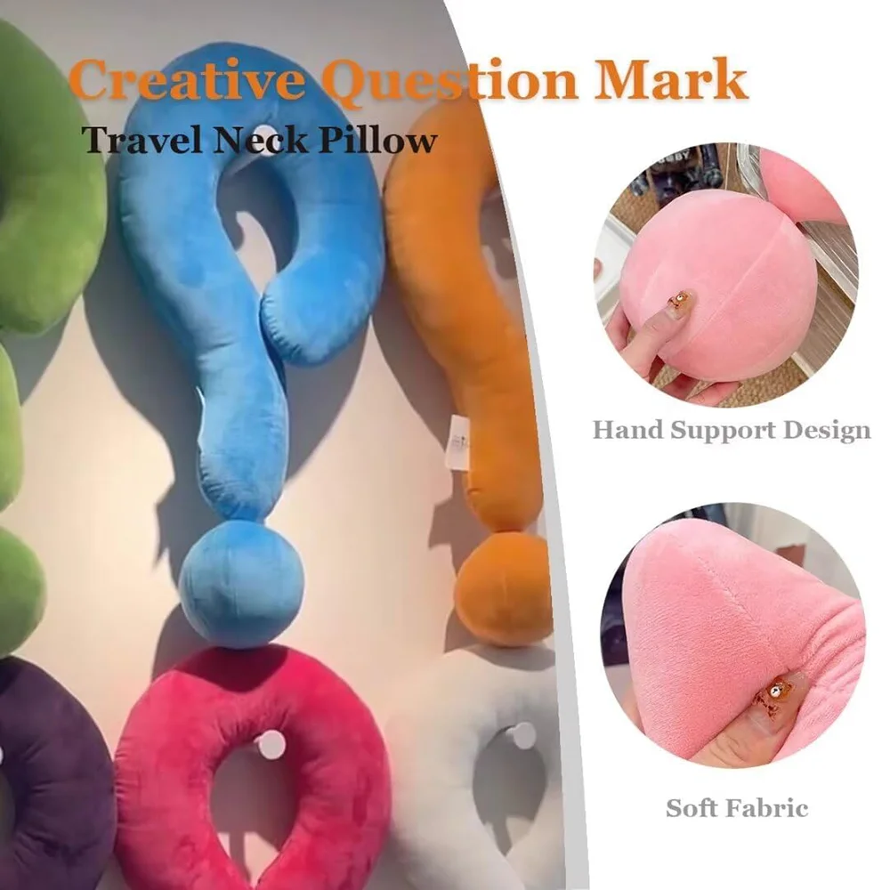 Funny Question Mark Shaped Soft Velvet Unique Chair Neck Cushion 24.4 Inch Plain Plush Hooked Private Label Decoration Pillow