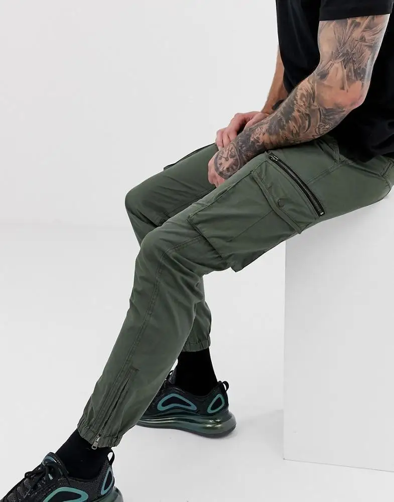 New style streetwear tapered fit slim fit 100% cotton cargo pants jogger with four pocket