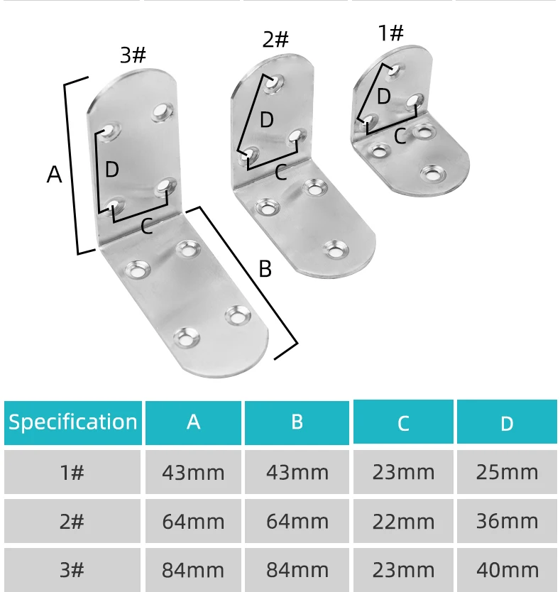 Furniture Hardware L Shape Steel Flat Angle Bracket Iron Metal Cabinet Frame Corner Bracket Fastener Steel Flat Angle Bracket