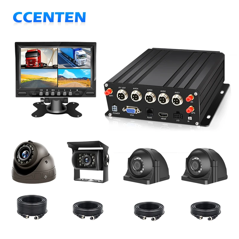 MDVR 4G WiFi GPS 4CH 7inch 1080P HD SD Card IP67 Waterproof Mobile DVR Car Bus Truck Vehicles CCENTEN