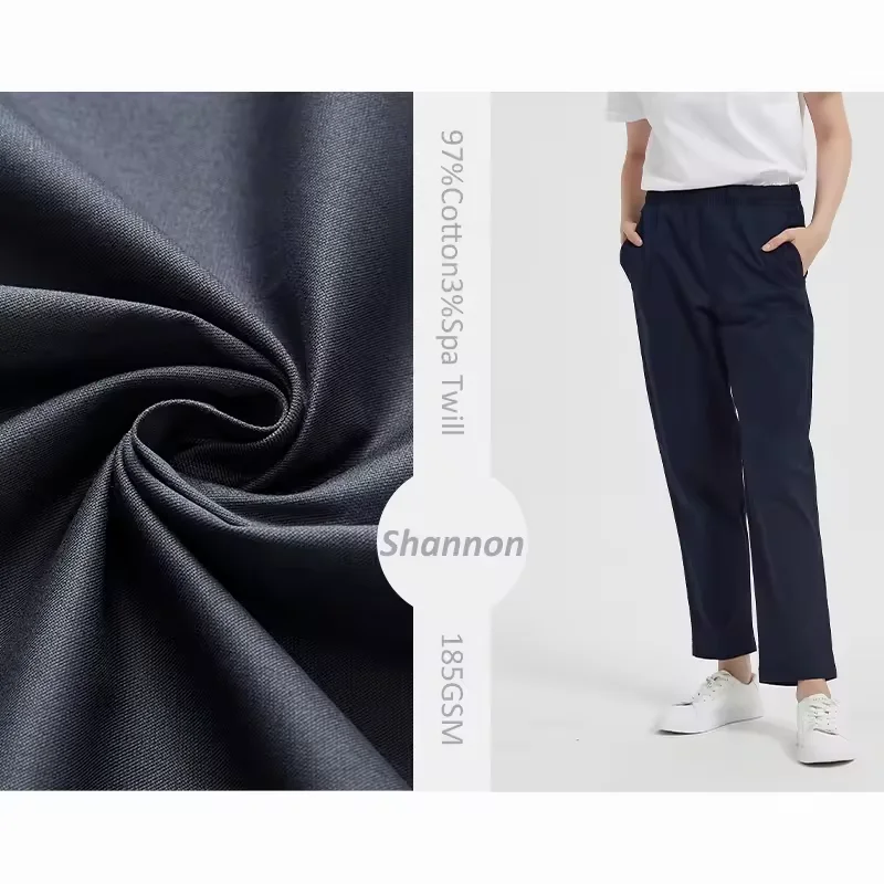 Eco-friendly stock fabric 97% cotton 3% spandex twill fabric skin friendly easy care durable for pants coat jacket