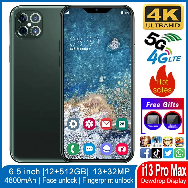 Мобильный сотовый телефон smallorder PA01 i13 Pro Max 12 Гб + 512 ГБ 6 5 дюйма Android 10 0 4800 мАч