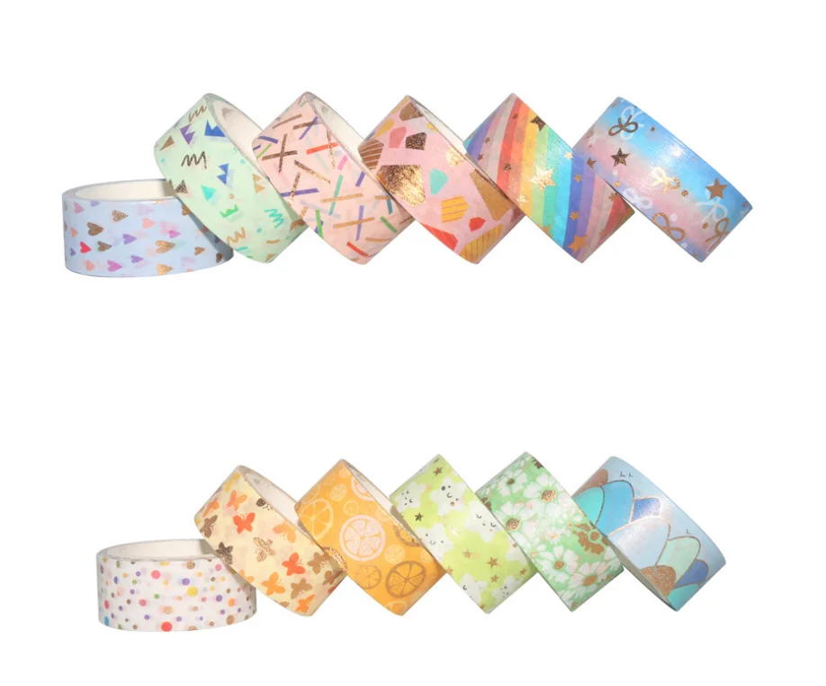 Low Moq Custom Wholesale Make Printed Cute kawaii Rose Gold Foil Washi Masking Paper Tape, Japanese Custom Washi Tape