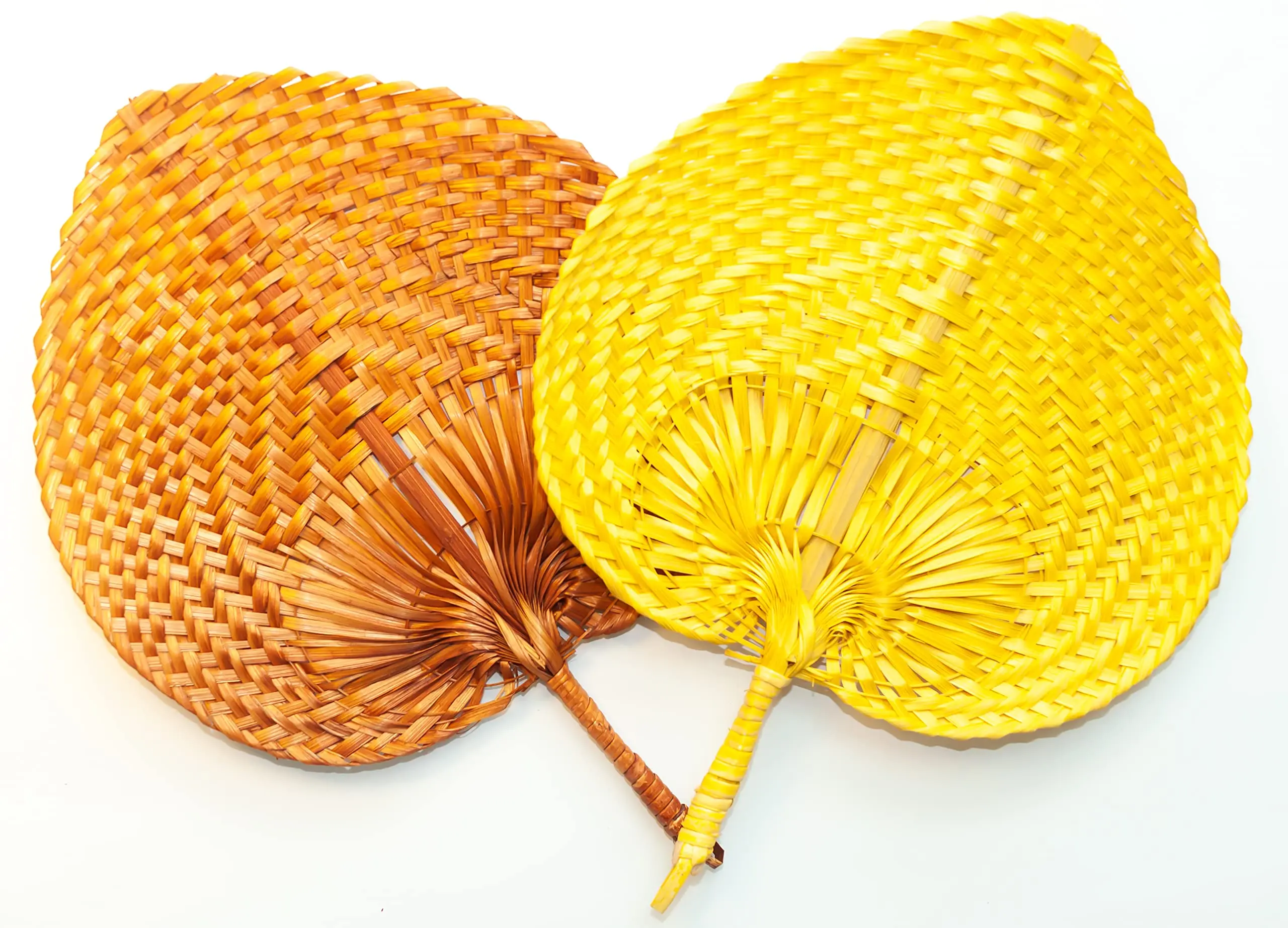 Personalized Rattan Raffia Fan Handmade Palm Leaf Bamboo Handheld Fan Natural Bamboo  Fans