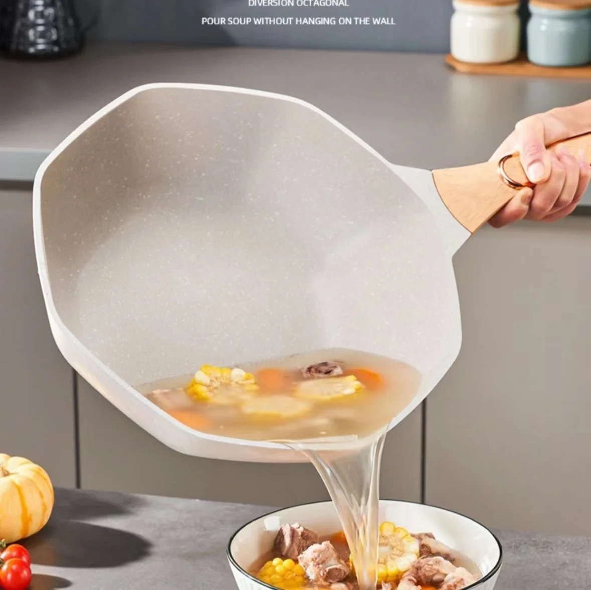 Maifan Stone Flat Bottom Non-Stick Octagonal Frying Pan
