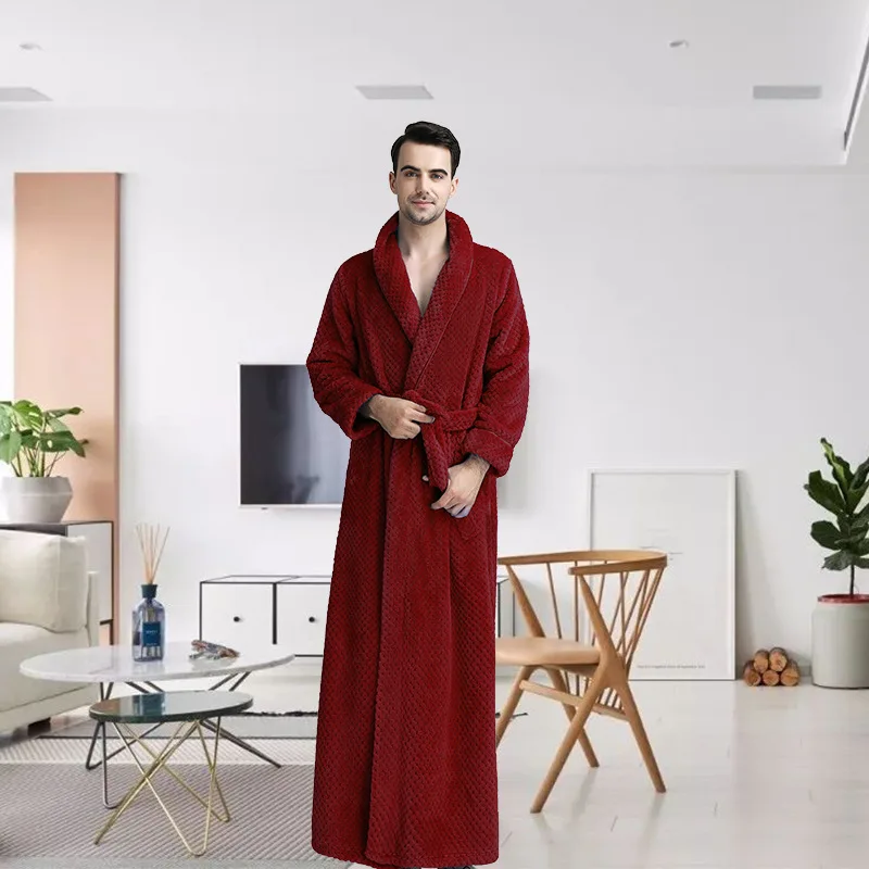 OEM Women Bathrobe Men Pajama Long Thickened Sleepwear Flannel Nightgown