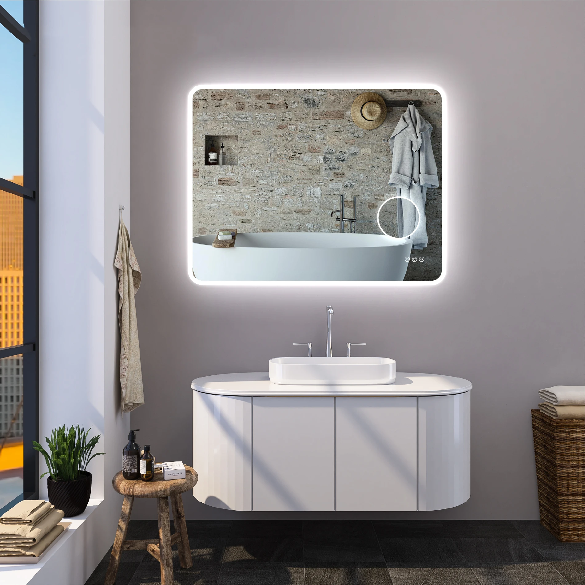 European and American Style Popular Design Sense Wholesale Manufacturer LED Lamp Large Mirror Bathroom Mirror Light Mirror VJY23
