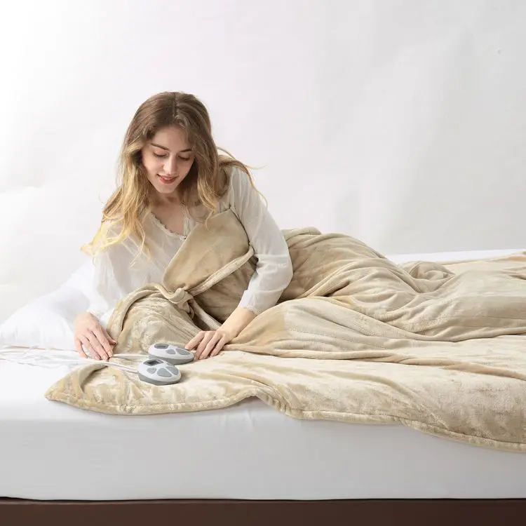 Online shop hot sale High quality HLB-TF Solid Color Beige Flannel Electric Over Blanket