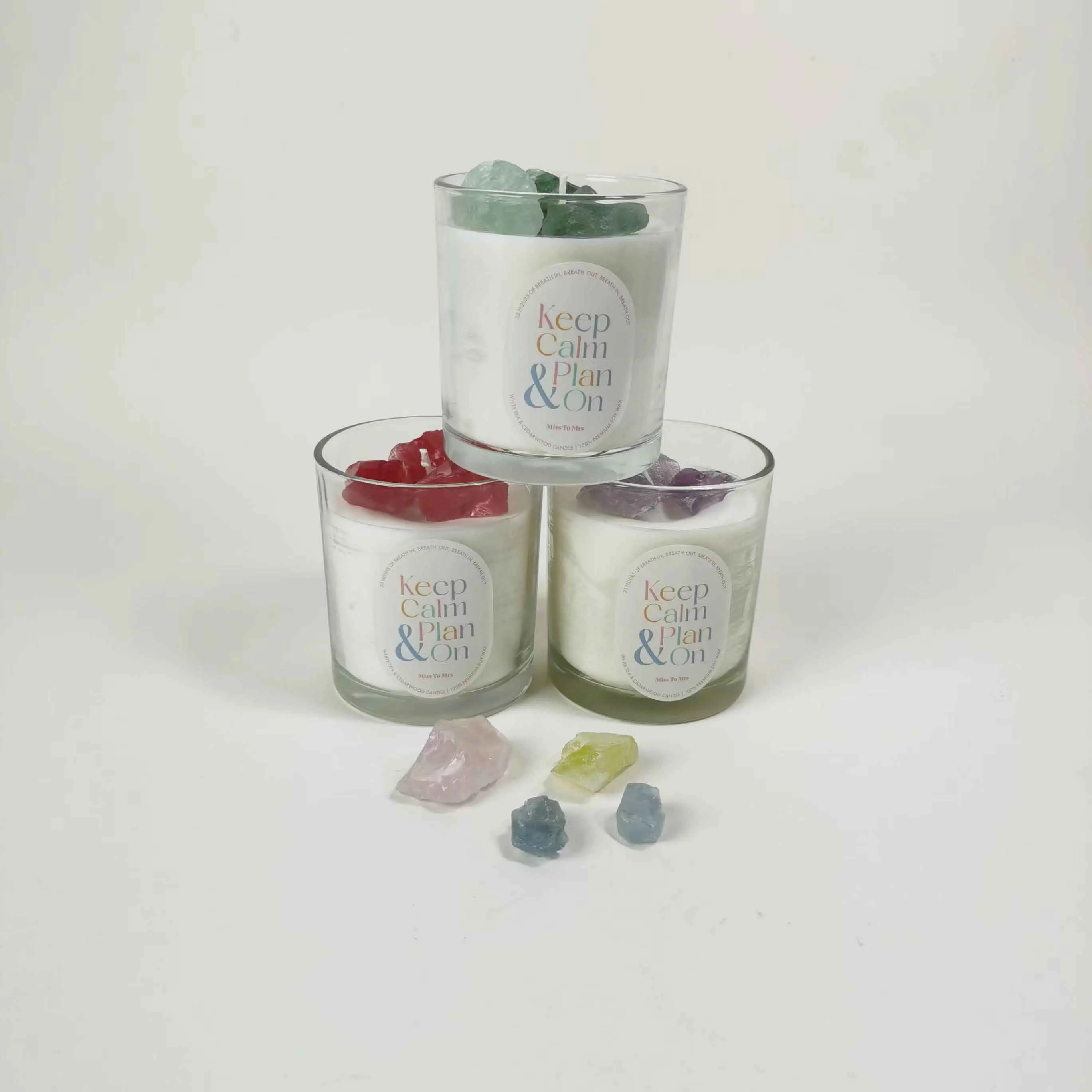 Wholesale luxury scented Soy wax healing crystal candles for chakra, home decor, gift set