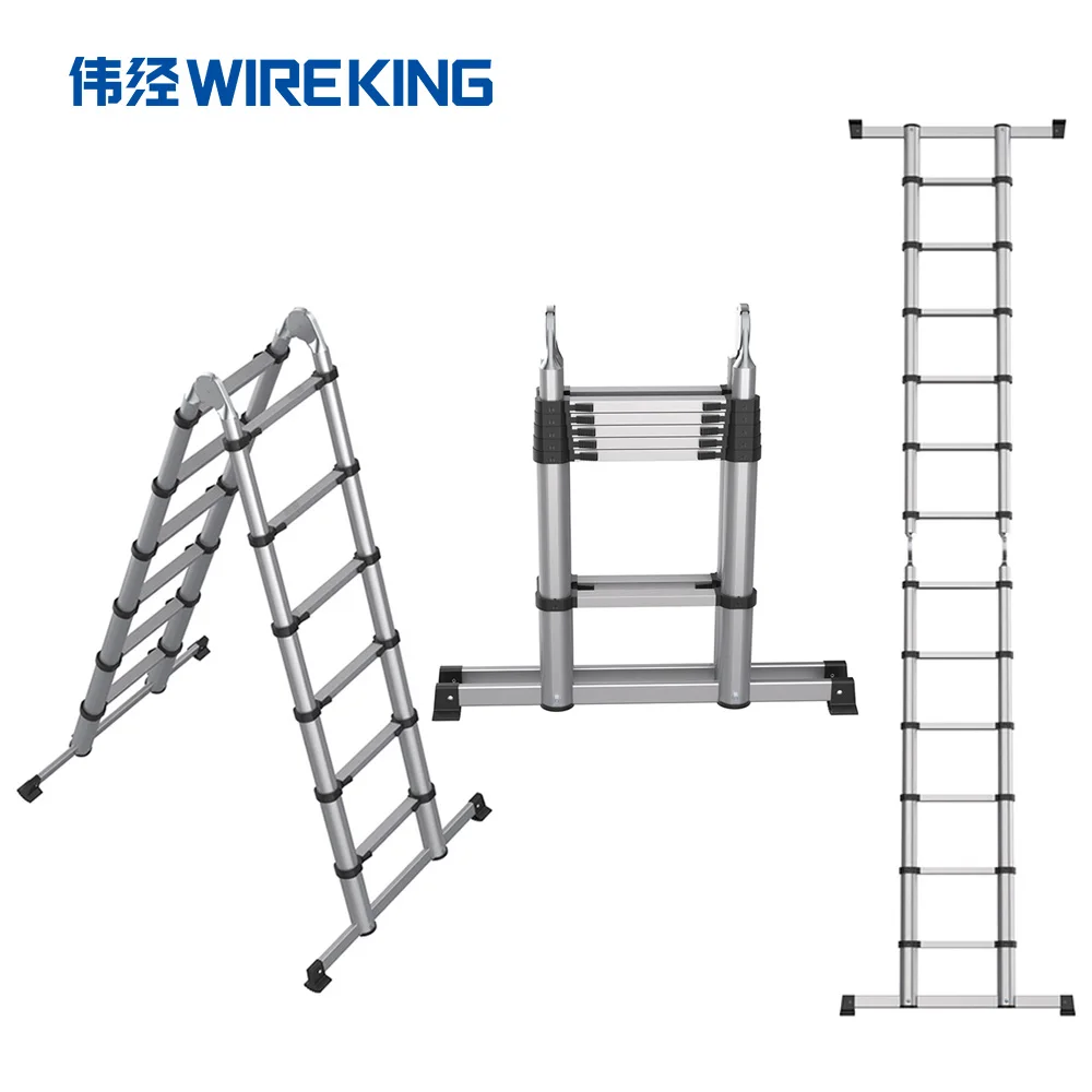 Folding portable attic double extension collapsible one side step single aluminium alloy telesteps telescopic ladder for sale