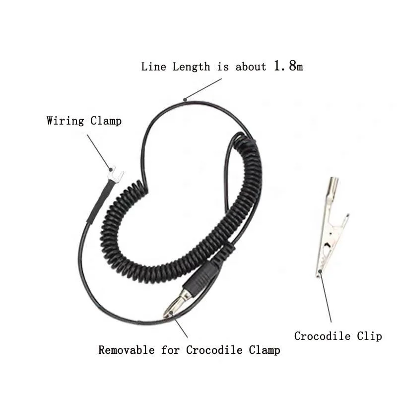 Lowest Price Black With Crocodile Clip Earthing Clamps Anti-Static Clamp Spiral Cable