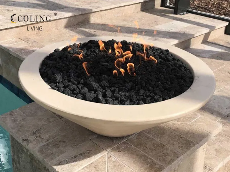 COLB001 Factory wholesale lightweight water fire bowl top fires round concrete gas fire bowl for swimming pool