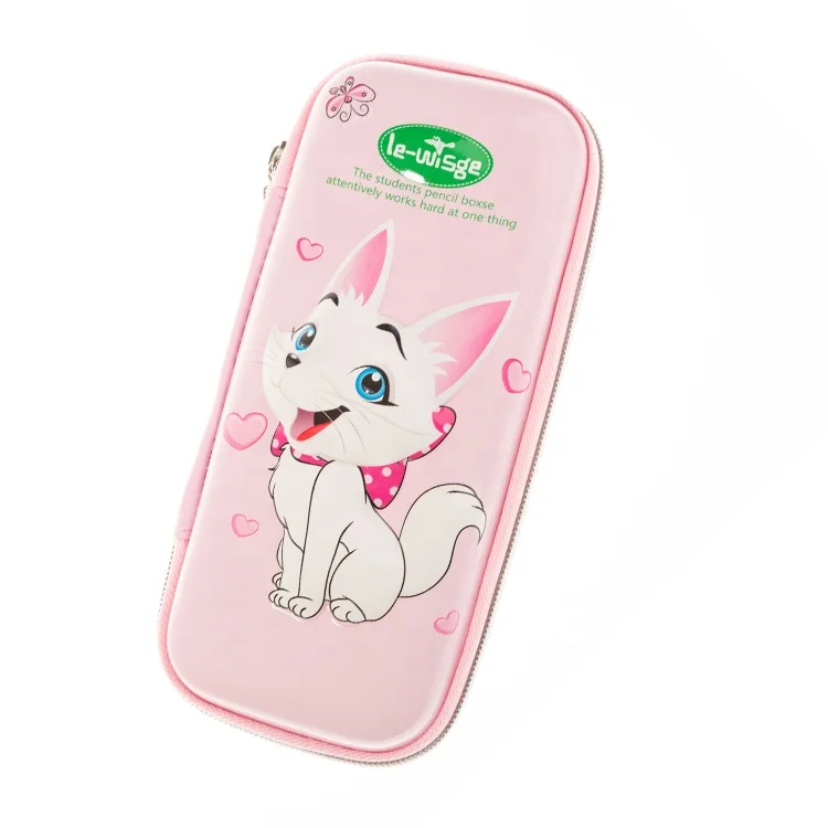 
Custom Large Capacity Student Stationery Bag EVA 3D Zipper Pencil Case for Girls Cute Cat Printing 