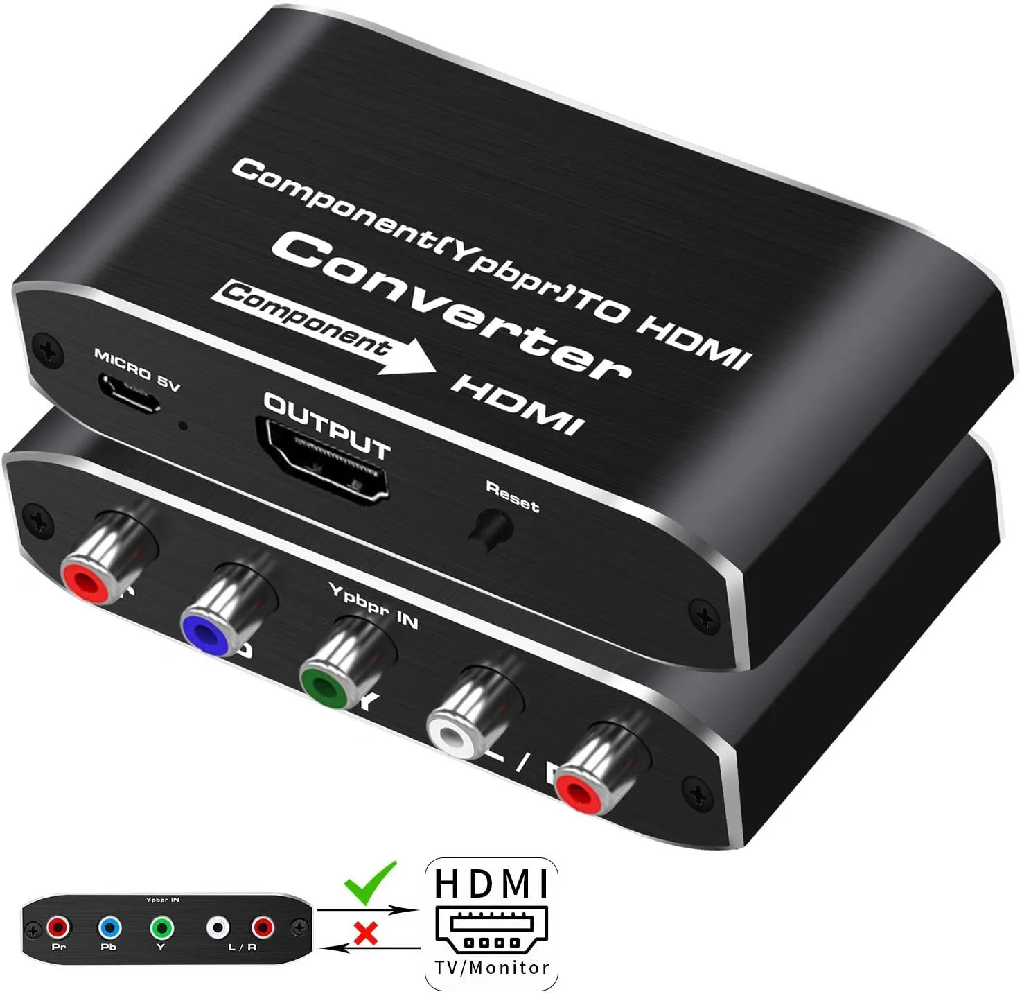 Color difference to HDMI HD Ypbpr to HDMI 1080p converter 5RCA to HDMI