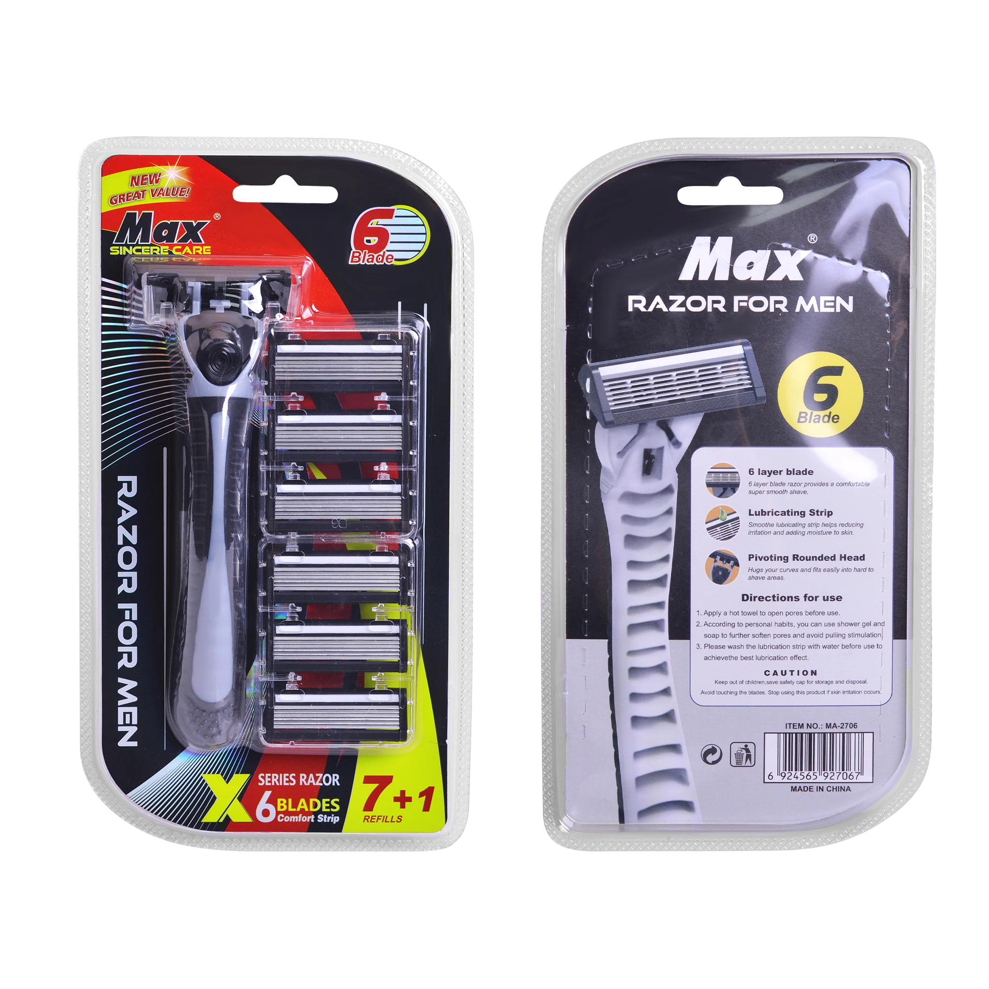 Shaving kit of 5 blades razor with 1 Handle +7 cartridge for men shaving shaving razor .