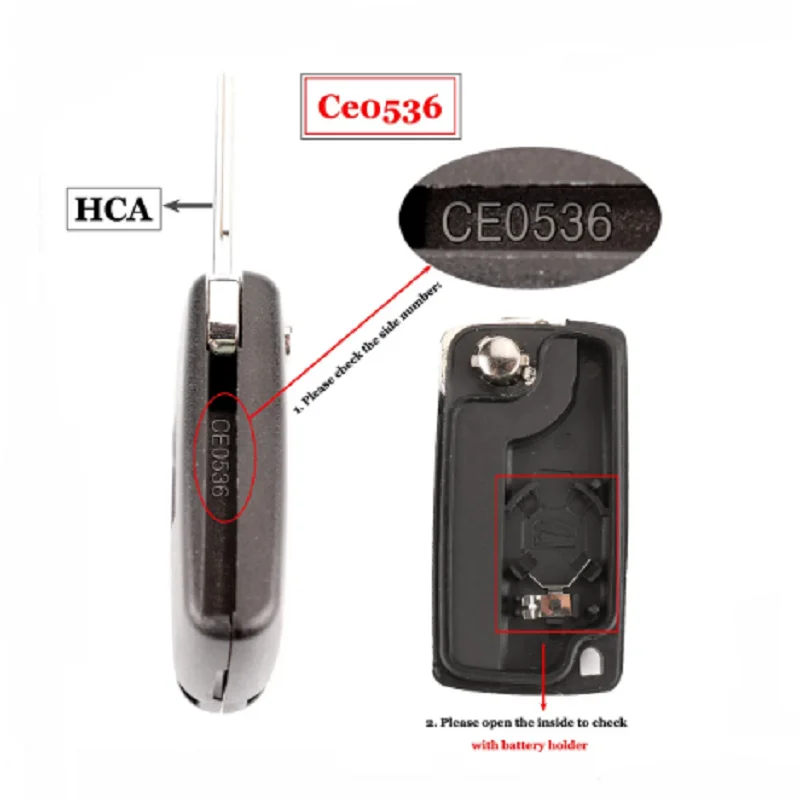 A2autokeys 2 Buttons Remote Car Key ASK 434Mhz For Citroen C4 C5 C6 C8 Xsara Picasso For Peugeot 107 207 307 308 CE0536/0523