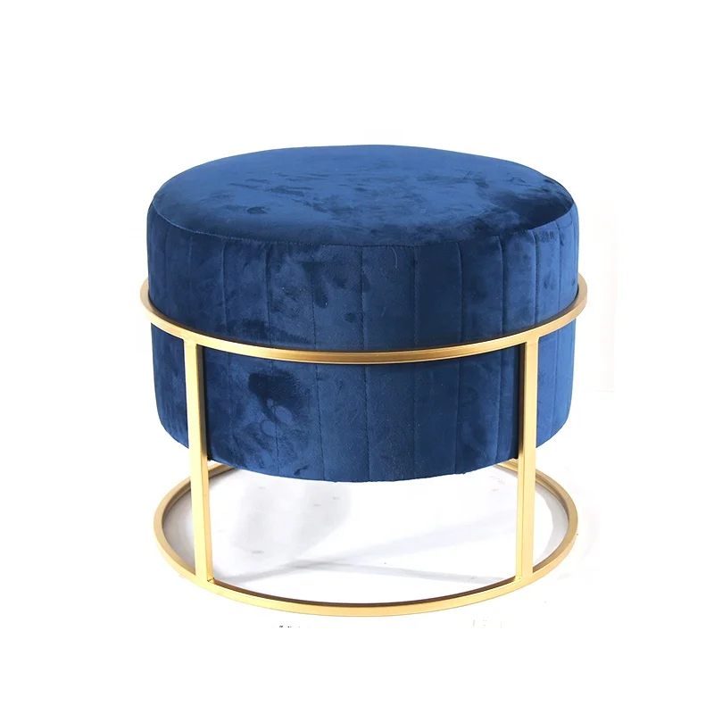 
Wholesale New Style Velvet Surface Living Room and Bed Room Restaurant Modern Bar Round Stool Ottoman 
