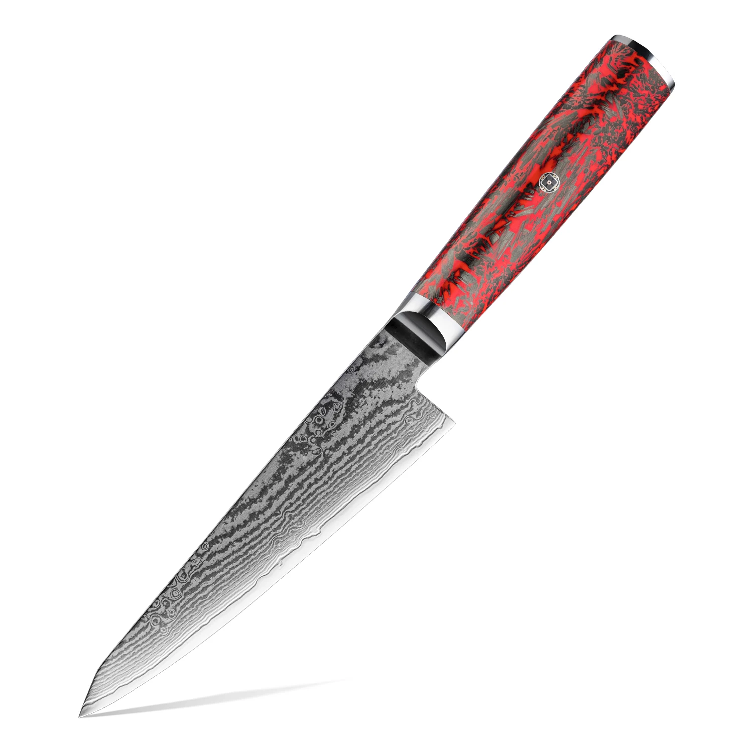 5.8' 67 Layers Damascus Steel Utility Kitchen Knife Premium Japanese Multifunction Utility Knives Carbon Fiber Red Risen Handle