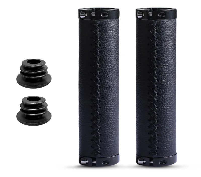 Unique features Mountain bike set leather cover lock shock absorbing non-slip pair handle set grip riding accessories