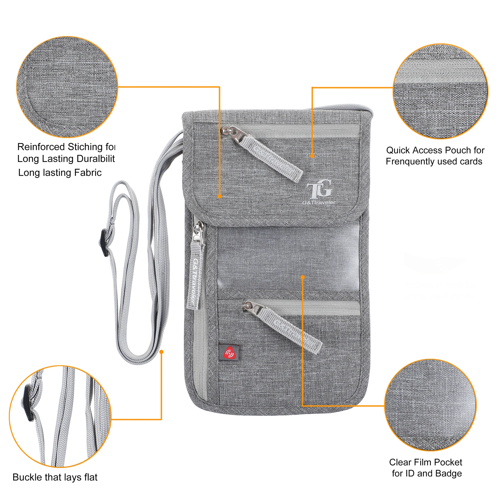 Silim RFID Blocking Travel Passport Wallet Neck Pouch Case with Coin Pocket for Men Women