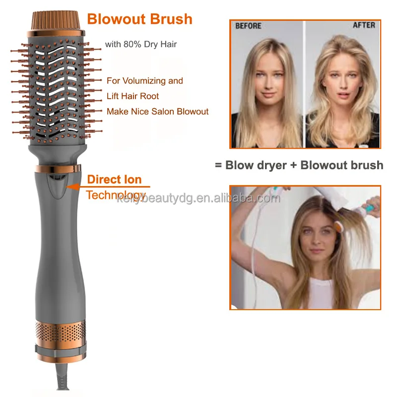 Lower Cost DC motor Detachable 4 Attachments Hot Air Multi-function Hair Blow Brush Ionic Diffuser