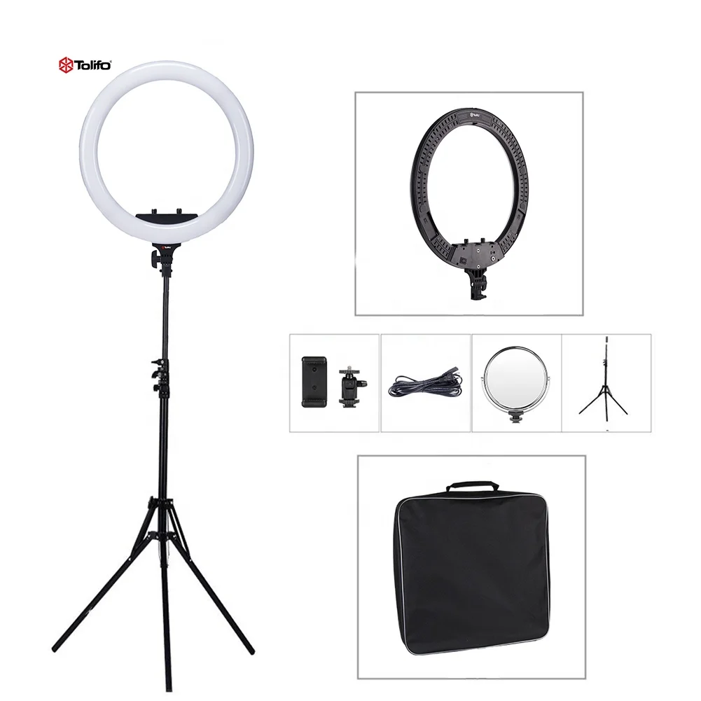TOLIFO 60 Watts 19 inch USB Output Tiktok Ringlight Lamp LED Soft Video Ring Light with Tripod for Vlog Live Show VS 18 inch