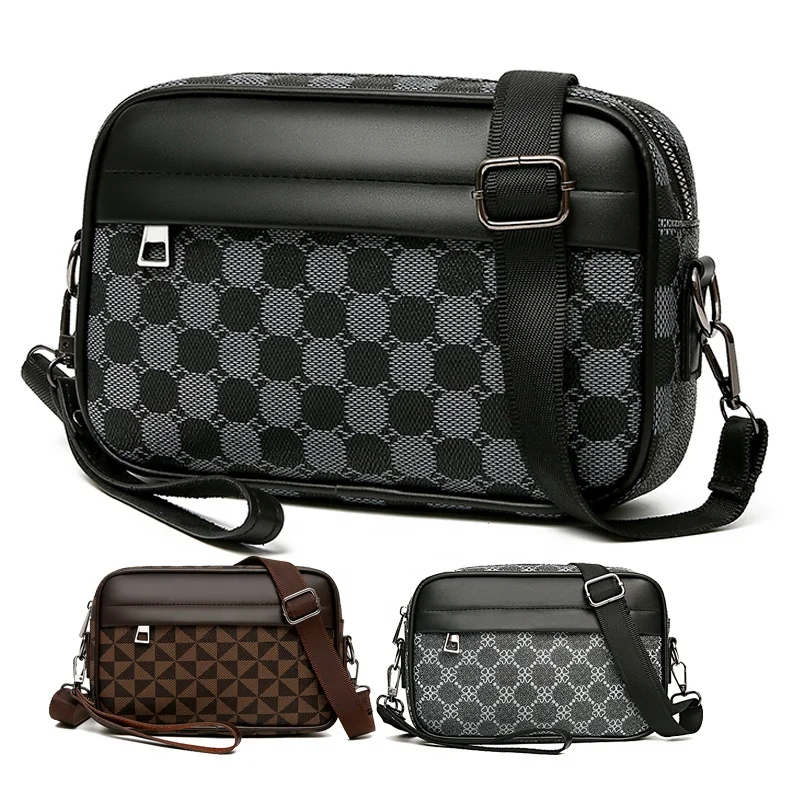 Wholesale Professional Men Cosmetic Makeup Bag PU Leather Modern Trendy Cases Travel Toiletry Cosmetic Bags With Shoulder Strap