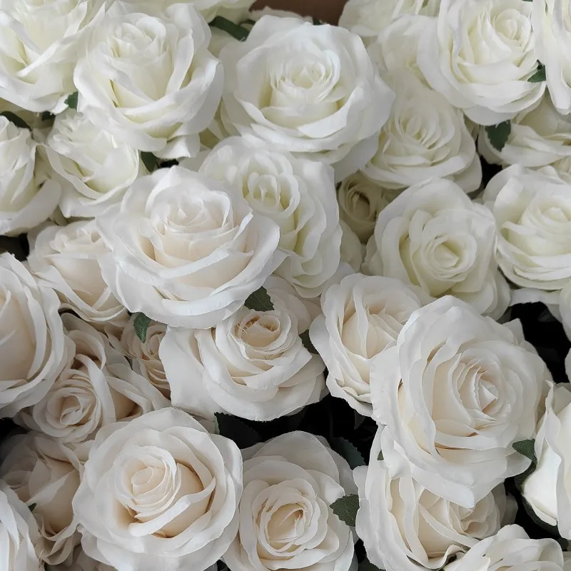 Multi Color 9 Head White Rose Bushes Floral Arrangements Bulk Silk Artificial Flowers Rose Bunch for Wedding Party