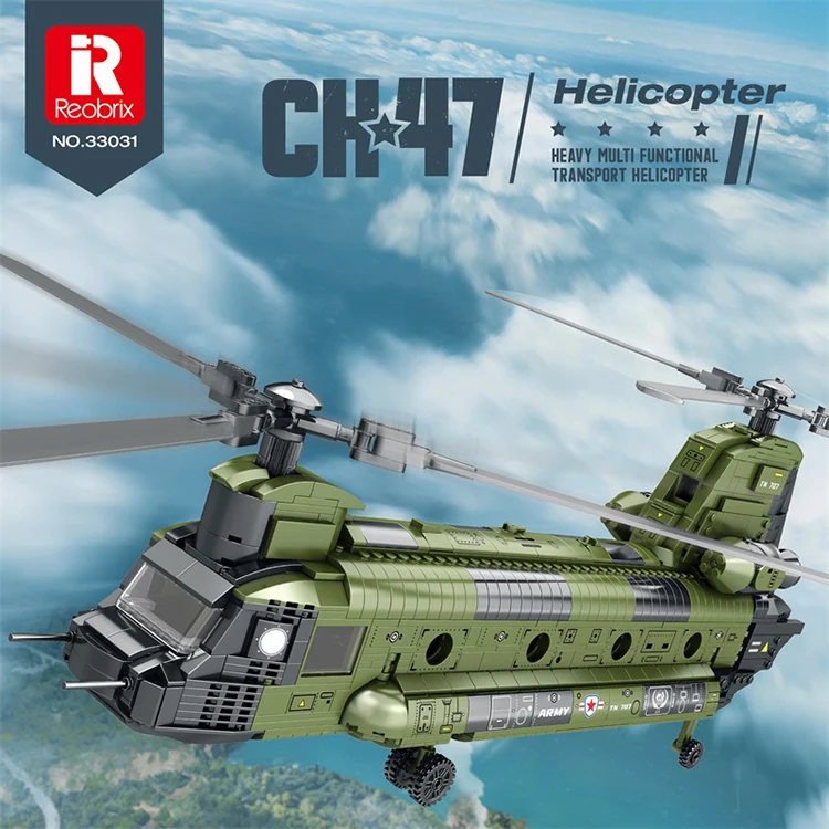 Military Armed Transport Helicopter Building Blocks Ch-47 Transport Plane Helicopter Model Blocks Set For Christmas Gifts