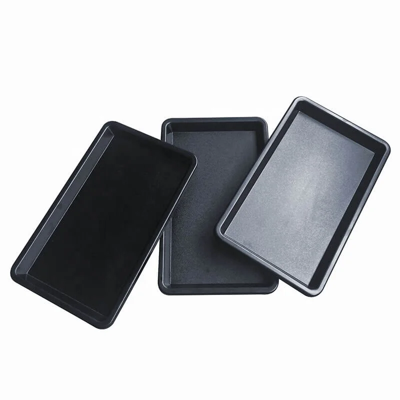 
China vacuum formed large rolling tray manufacturer wholesale black trimming tray custom abs plastic serving tray 