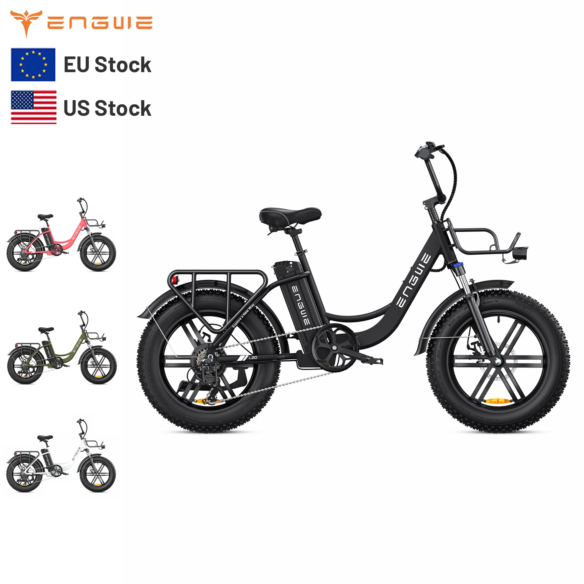 ENGWE L20 EU Stock 250W Electric Hybrid Bike for Adult 20inch Fat Tires E-bike 48V 13Ah Electric City Bicycle