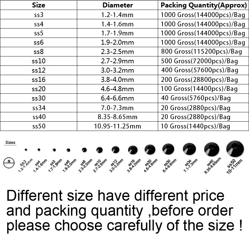 AOSU Wholesale Bulk Package SS3-SS50 Glitter Crystal AB Strass Glass Stones Non Hotfix Rhinestones Applique For DIY Crafts