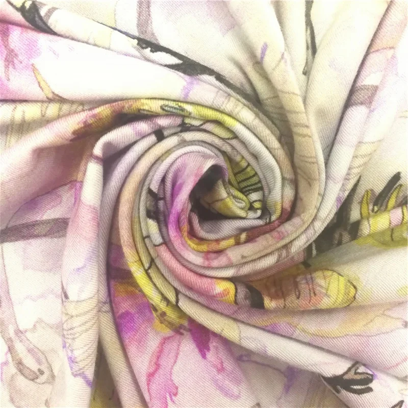 
design your textile fancy cartoon digital print soft and breathable baby wear cotton knit fabric with spandex 