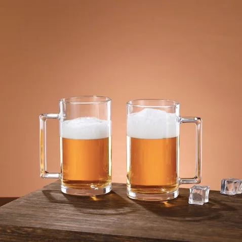 Wholesale 406ml Beer Steins Home Party Bar Right Angle Handle Glassware