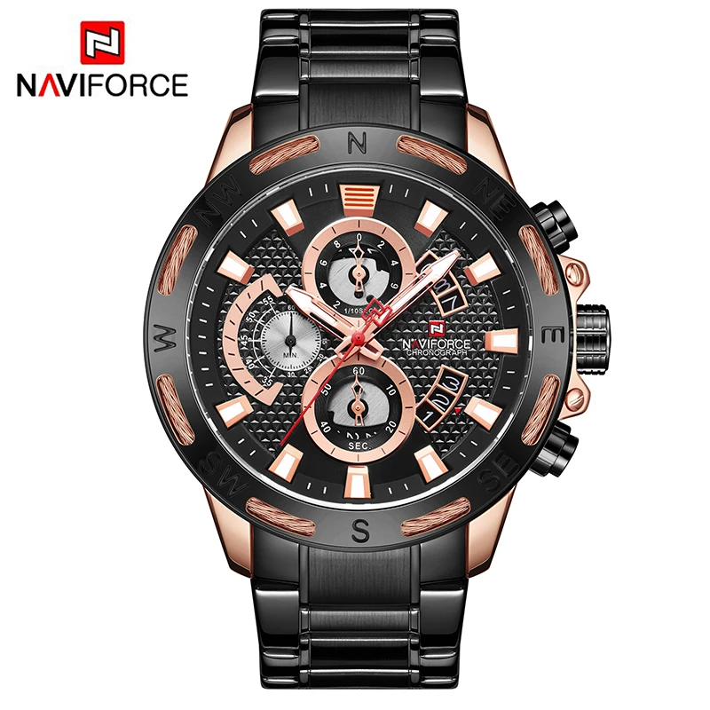NAVIFORCE 9165 Men Sport Chronograph Watch NAVIFORCE Quartz Wrist Vintage Quartz Watches
