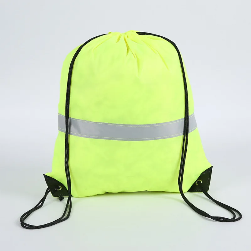 Светоотражающие Сумки на шнурке для путешествий с логотипом заказчика, спортивная сумка из полиэстера для хранения на открытом воздухе