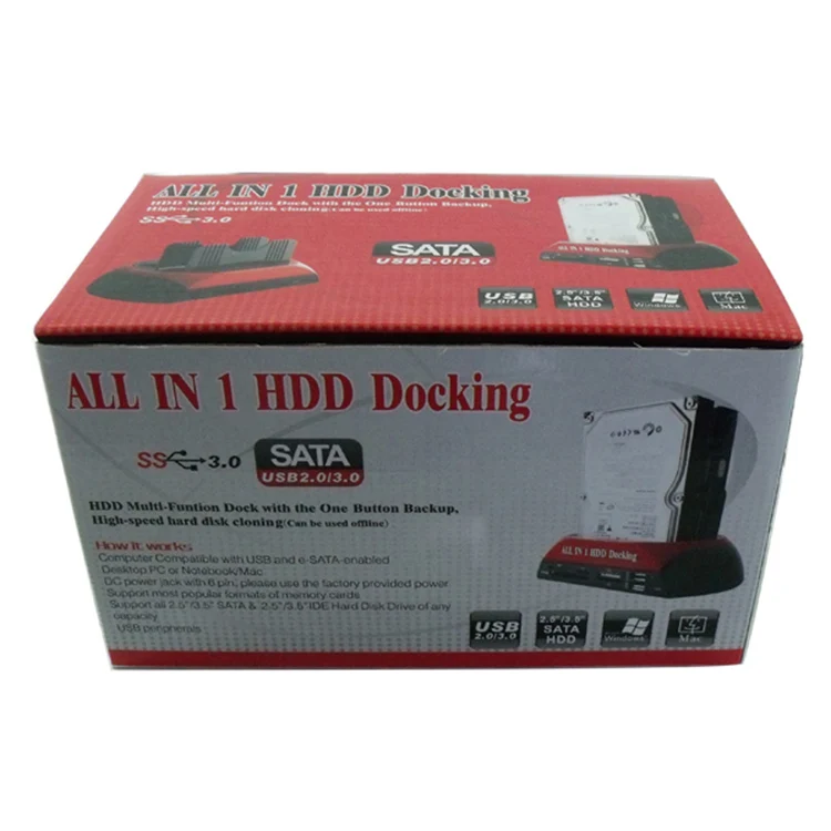 USB 2 0 для IDE SATA жесткий диск OTB док-станция клонирования ВСЕ В ОДНОМ HDD Dual Bay 5 дюймов 3 eSATA с