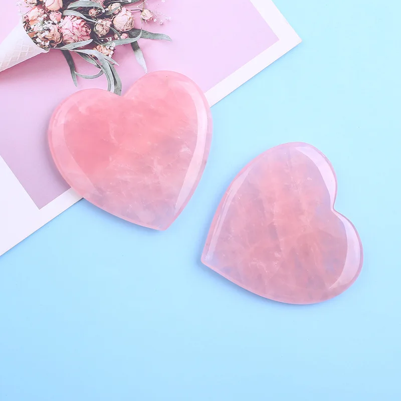 Manufacturer Heart Shape Guasha Jade Natural Rose quartz Jade Stone Beauty Tool Gua Sha Scraping Tool GuaSha Board