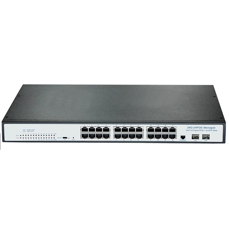 
450W Managed L2 PoE Switch 24 Port with 2 SFP Network switch ethernet for CCTV IP Phone 