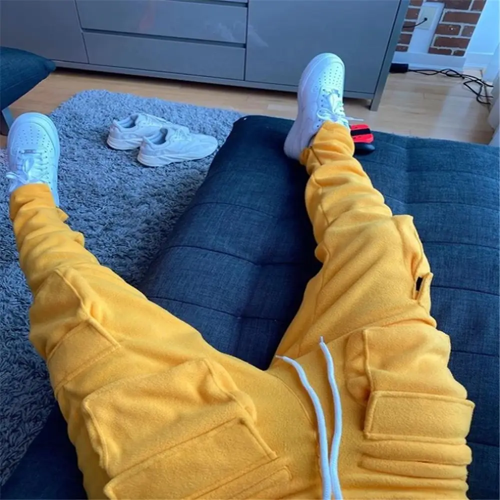 QC Custom Made Men Track Pants pocket Man Stacked Jogger Cargo