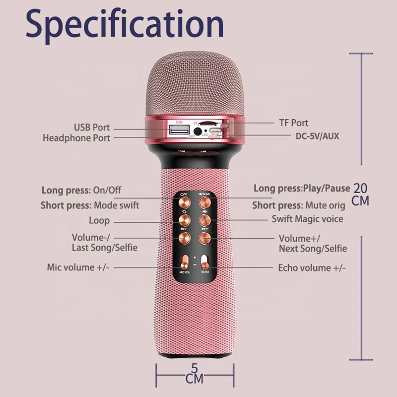 Fast Shipping Karaoke Microphone Wireless Singing Machine With Speaker Portable Handheld Mic Support Duet For Phone/PC