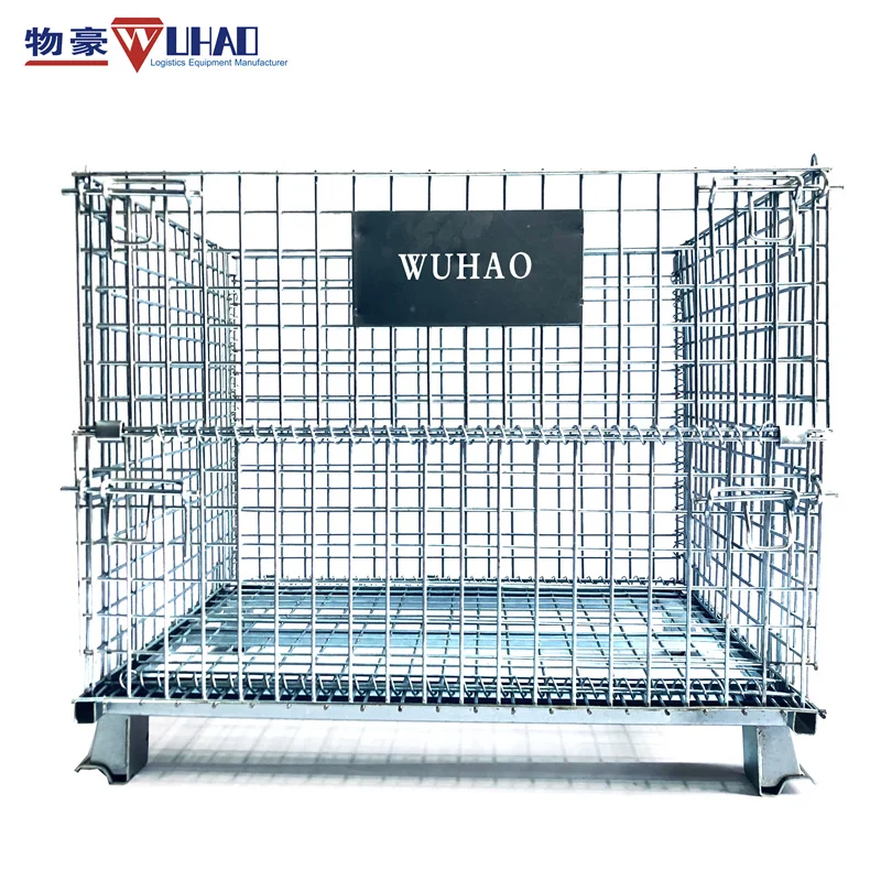 Size 1200x1000x890mm Stackable Folding Metal Wire Mesh Storage Cages wire mesh container for Warehouse